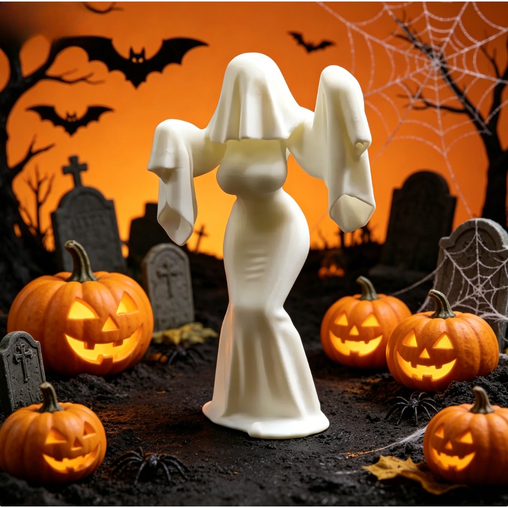 Unique Art Craft - 3D Printed Female Ghost Figurine Spooky