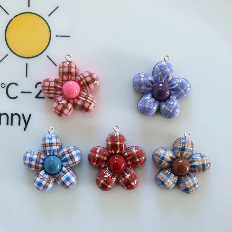 Art Craft Flower - 10Pcs Sweet Flower Planar Resin Pendant