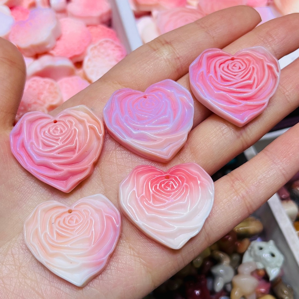 Queen Art Craft - 2PCS Natural Queen Shell Stone Heart
