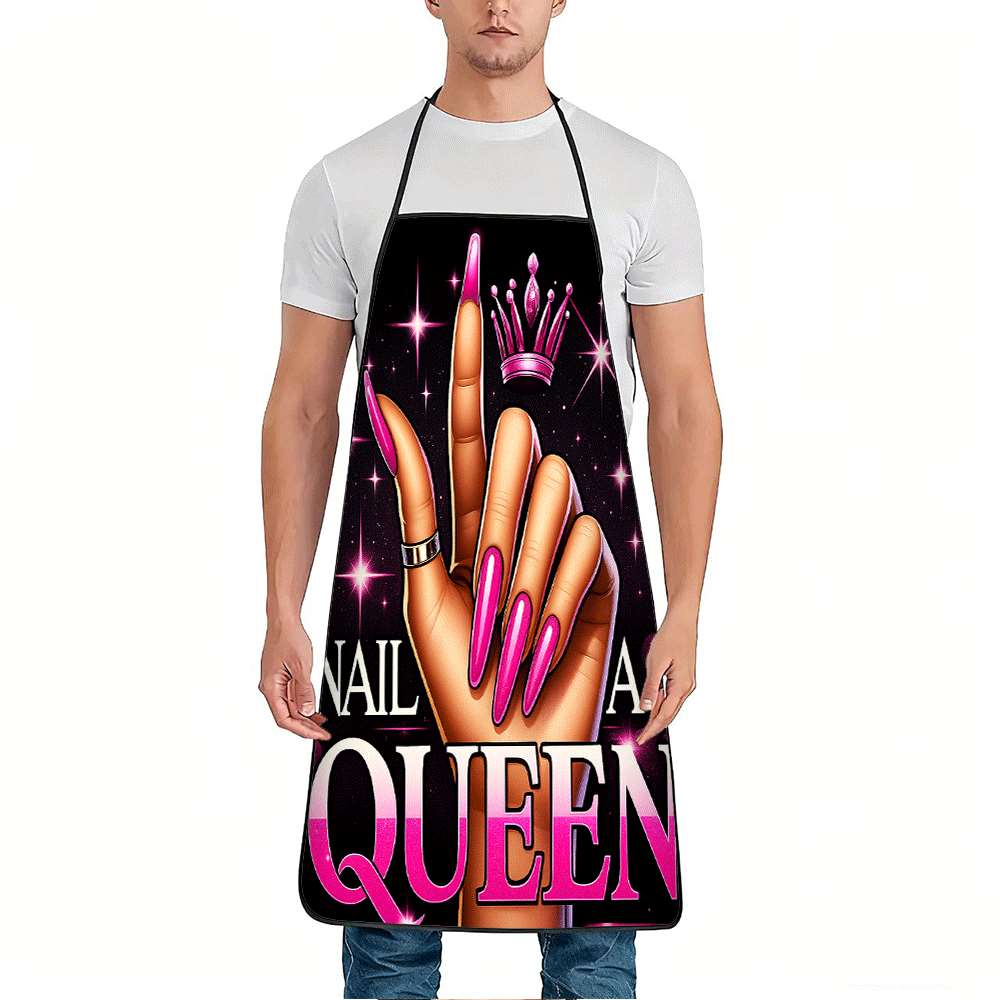 Queen Art Craft - 1 Trendy Nail Art-Themed Apron, Featuring