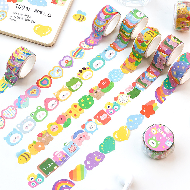 Washi Tape Rolls - 1 Roll Super Cute Die‑Cut Collage