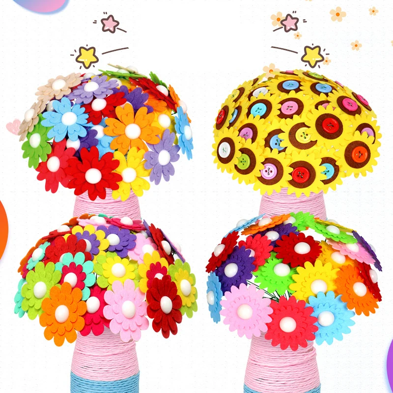 Art Craft Vase - Flower Craft Kit Bouquet with Buttons