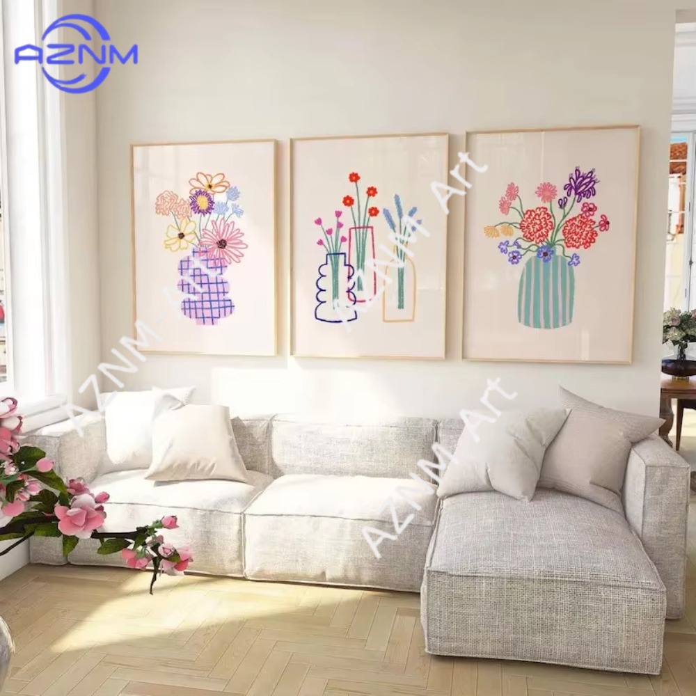 Art Craft Vase - 1/3pcs Abstract Flower Vase Pastel Floral