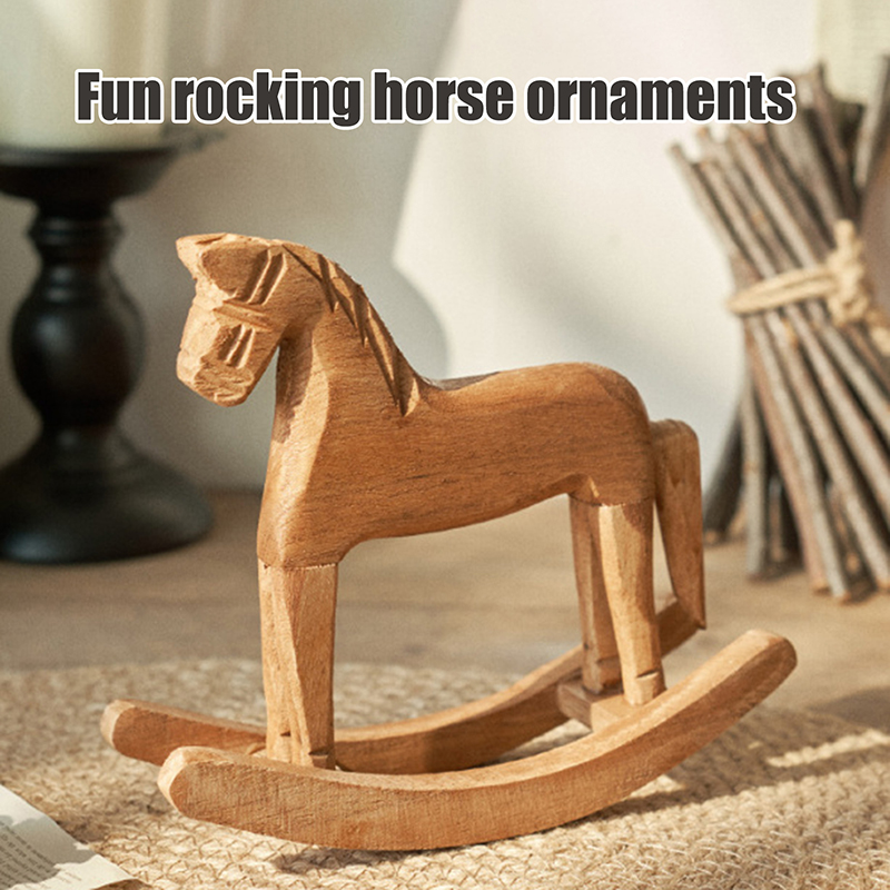 Art Craft Horse - 1Pcs Wooden Crafts Rocking Horse Statue