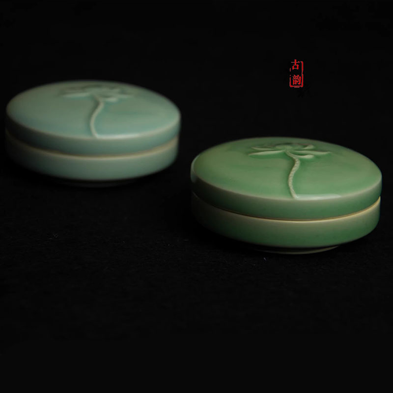 Stamping Ink Pad - Antique Style Celadon Ceramic Ink Pad