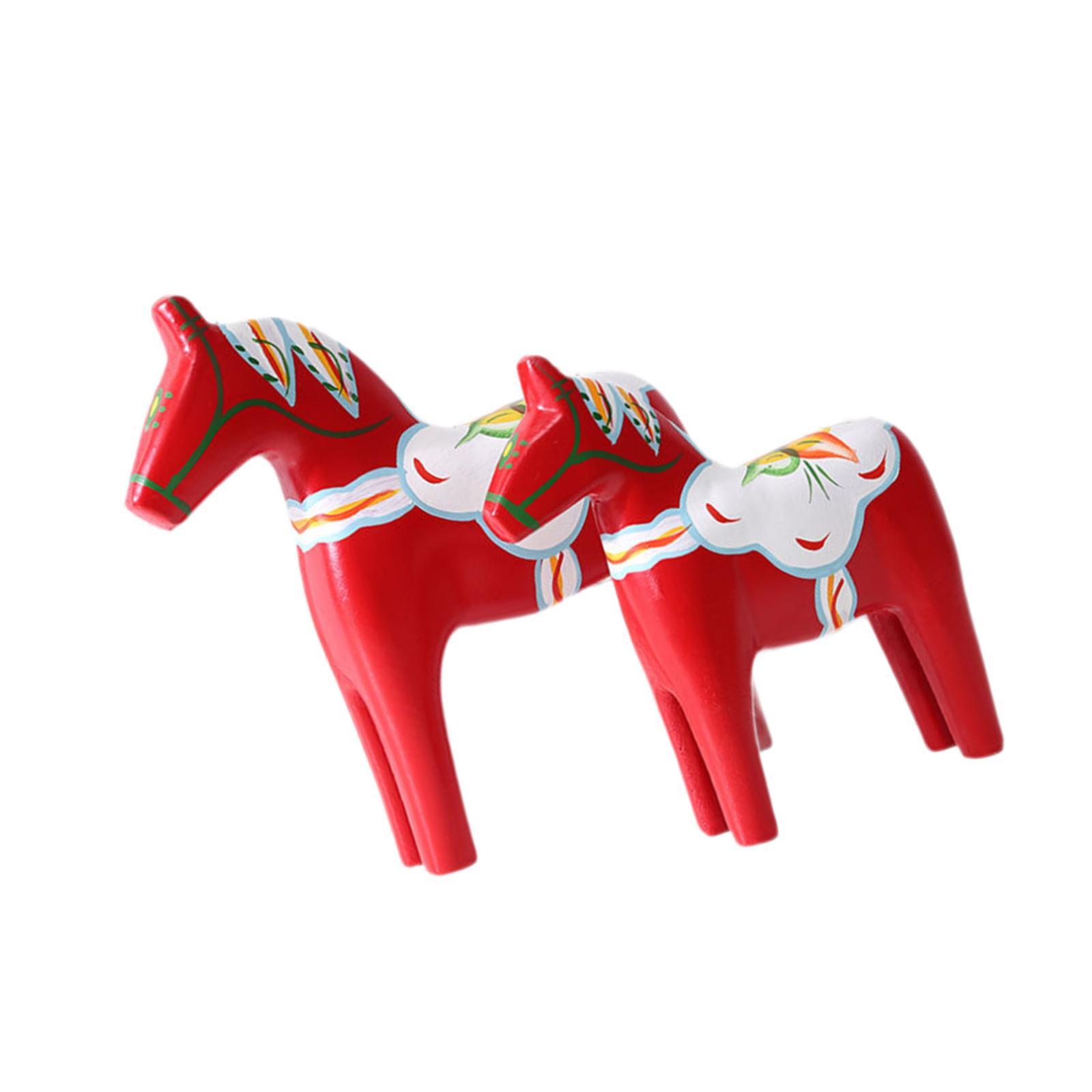 Art Craft Horse - 2Pcs Dala Horse Figurine Red Collection