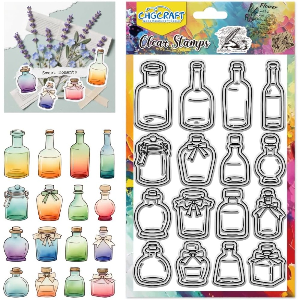 Stamping Ink Pad - Various Bottle Style Clear Stamps Glass