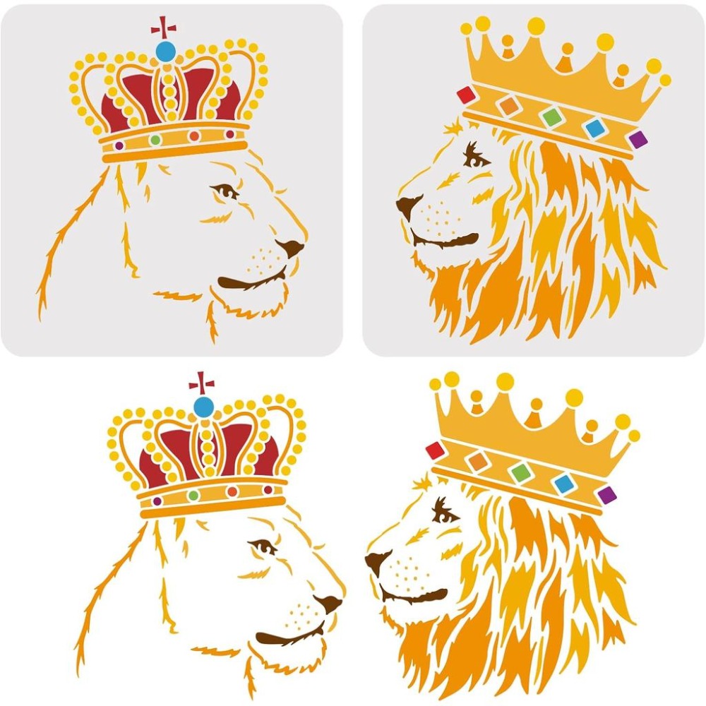 Queen Art Craft - 2 Pcs Lion Stencils 11.8x11.8inch Large