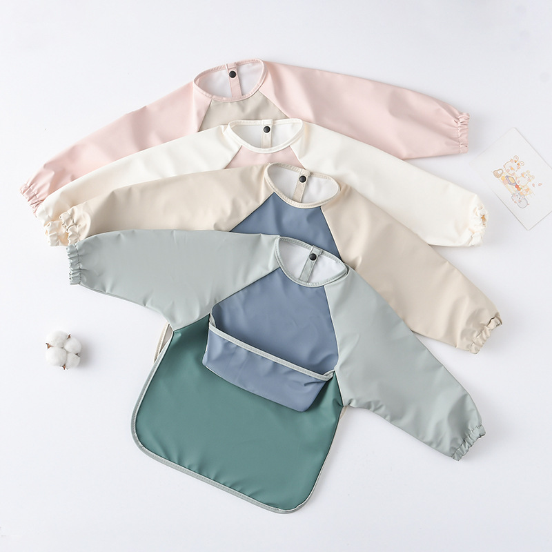 Kids Baby Long Sleeved PU Bibs - đánh giá và giá Art Craft Girl