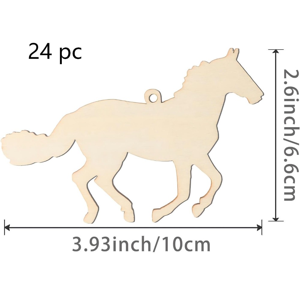 24Pcs Unfinished Horse Wooden  - đánh giá và giá Art Craft Horse
