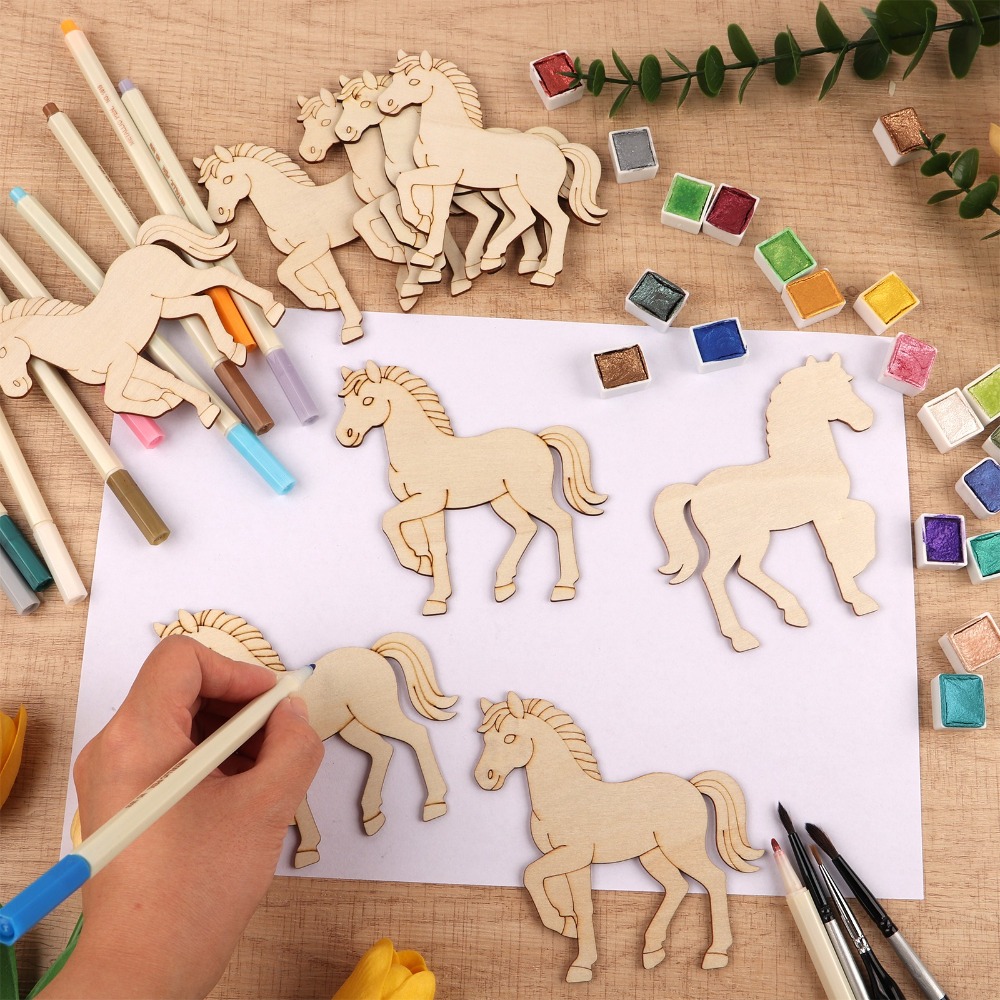 24Pcs Unfinished Horse Wooden  - đánh giá và giá Art Craft Horse