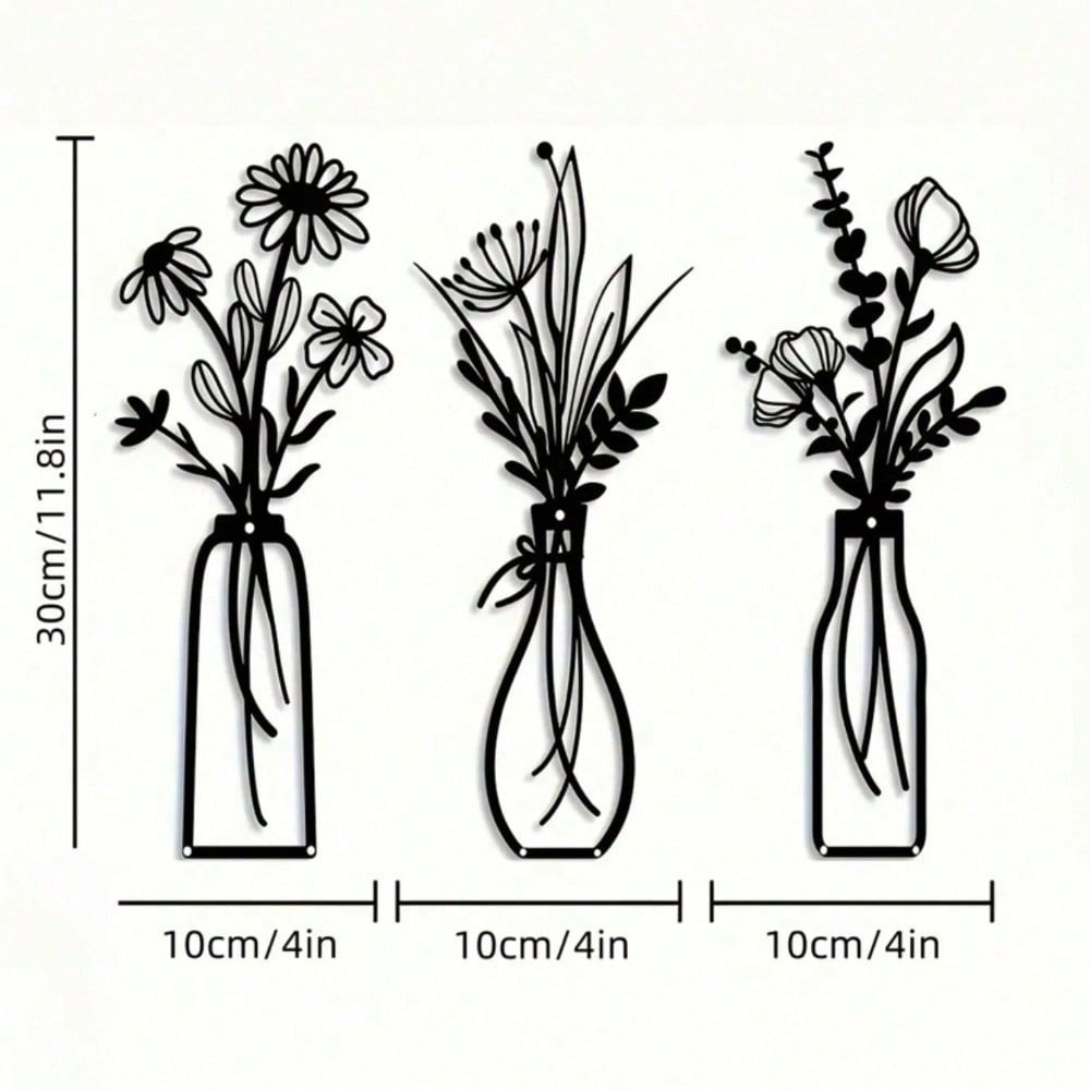 3pcs Vintage Metal Floral Wall - đánh giá và giá Art Craft Vase