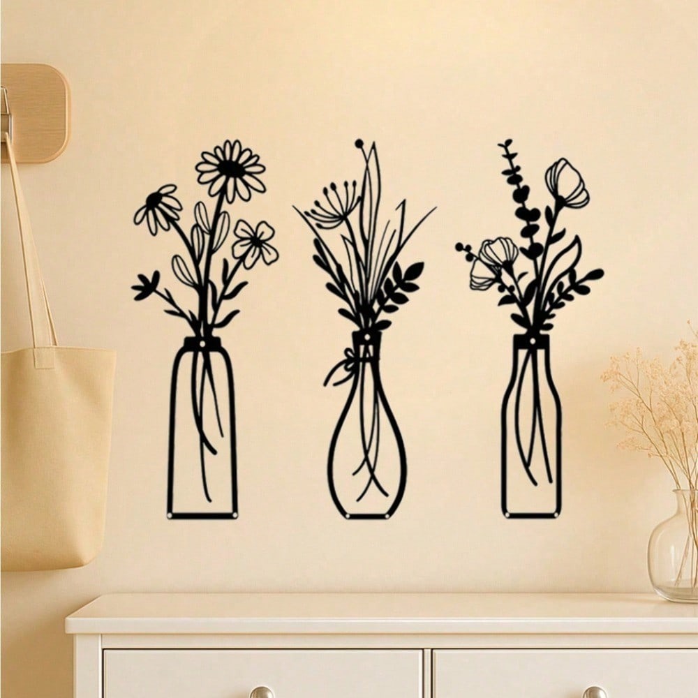 3pcs Vintage Metal Floral Wall - đánh giá và giá Art Craft Vase