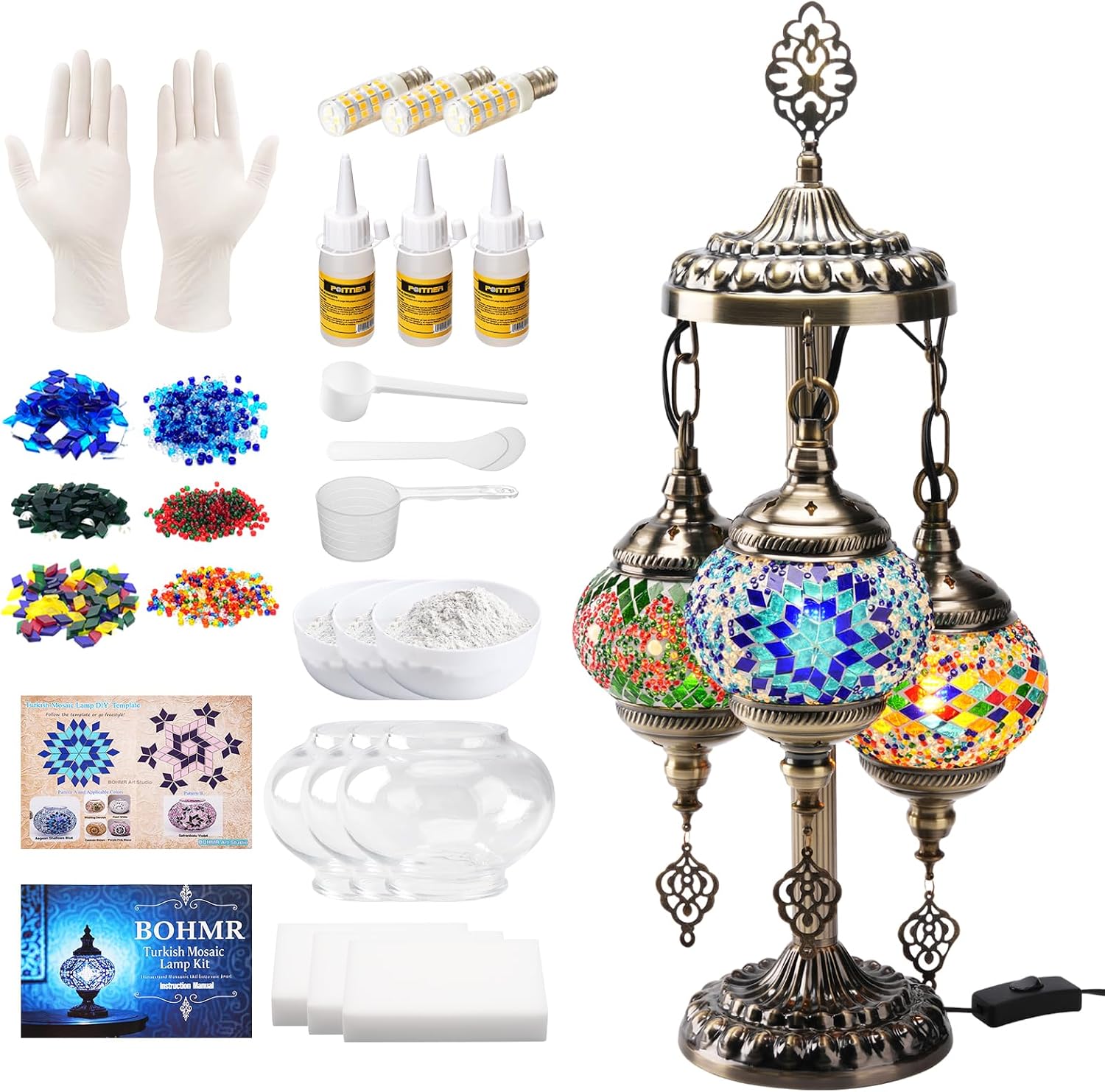 DIY 3 Globe Turkish Mosaic Lam - đánh giá và giá Art Craft Usa