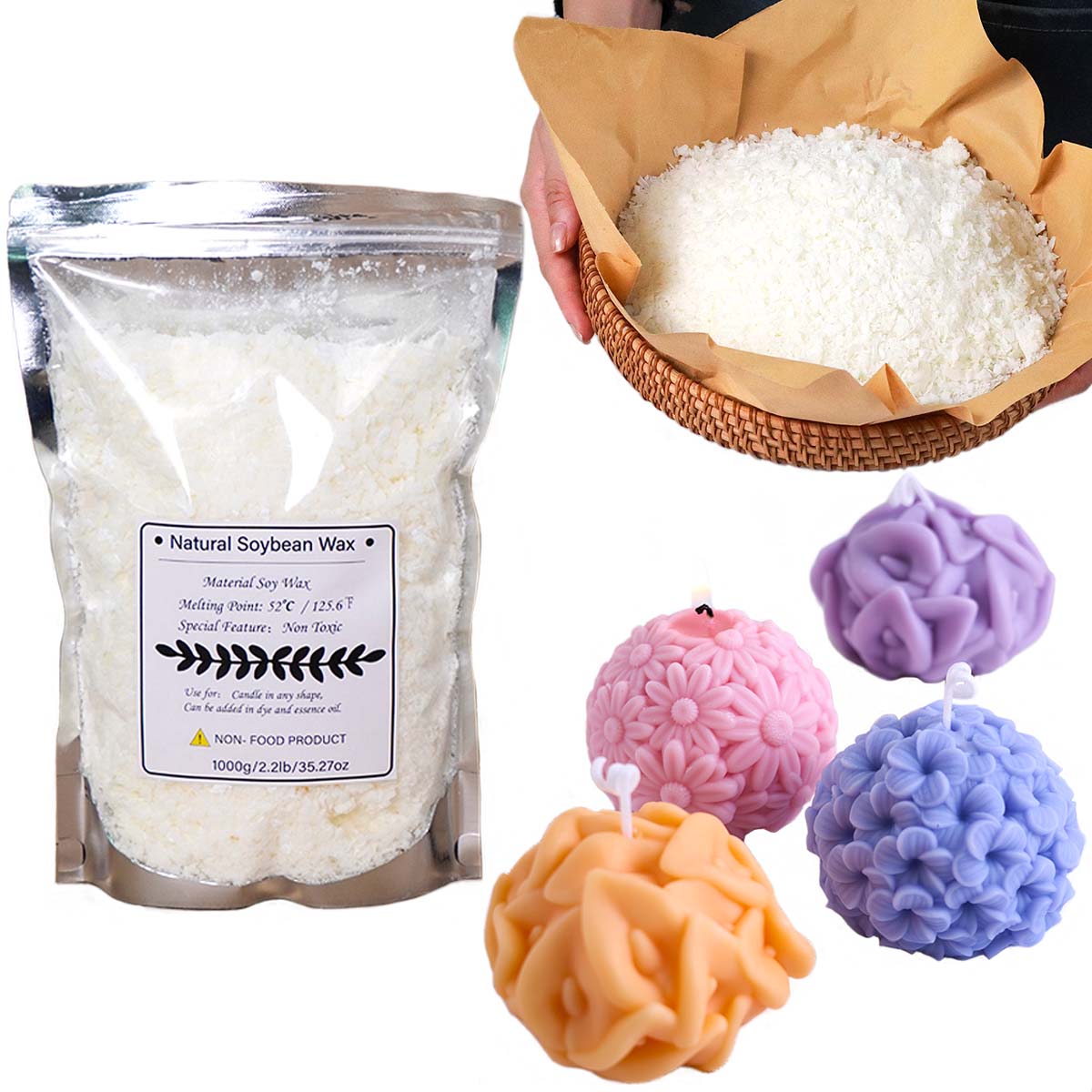 100/250/500/1000g Natural Soy  - đánh giá và giá Candle Making Wax