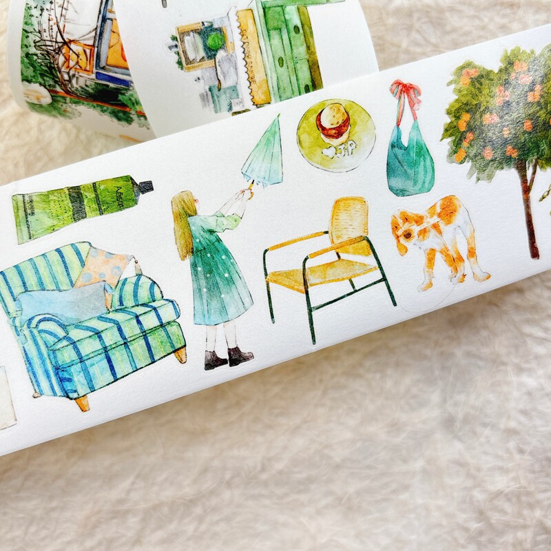 DingDing Studio Vintage Green  - đánh giá và giá Washi Tape Rolls