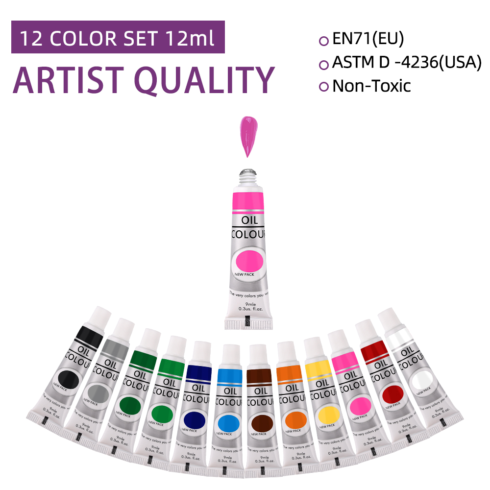 12 Color Oil Paints Set 9ml Tu - đánh giá và giá Art Craft Youtube