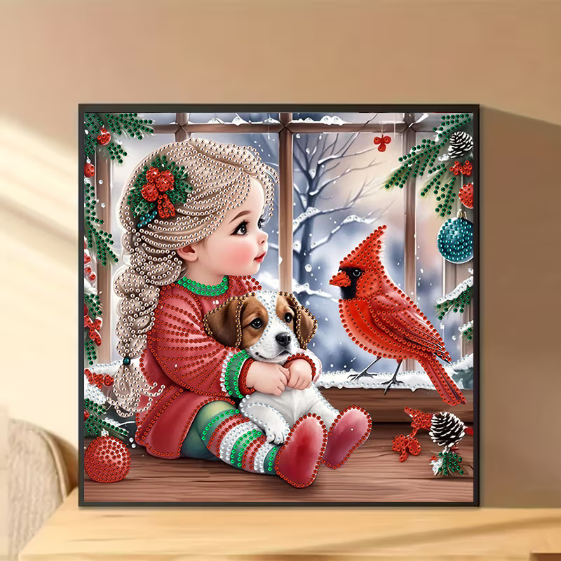 Winter Girl and Dog Diamond Pa - đánh giá và giá Art Craft Girl