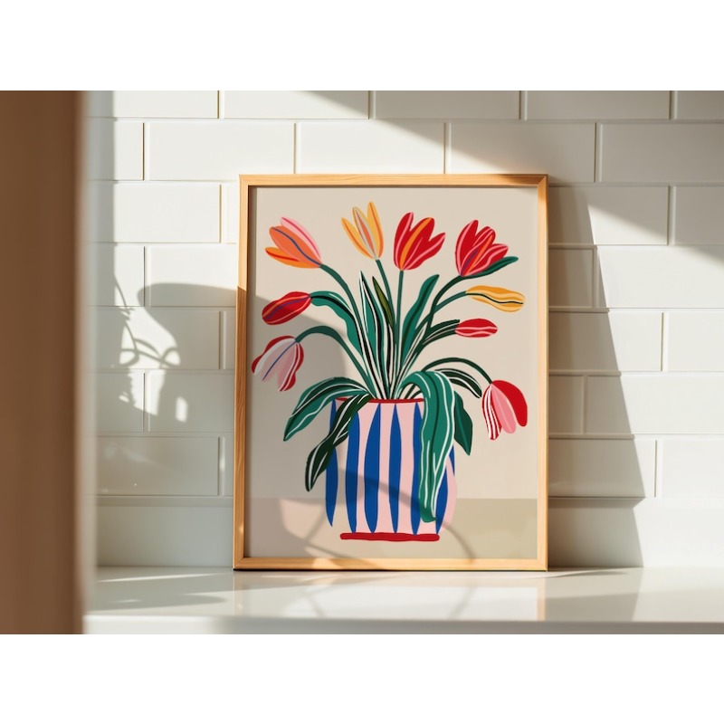 2pcs Tulip Flowers Canvas Wall - đánh giá và giá Art Craft Vase