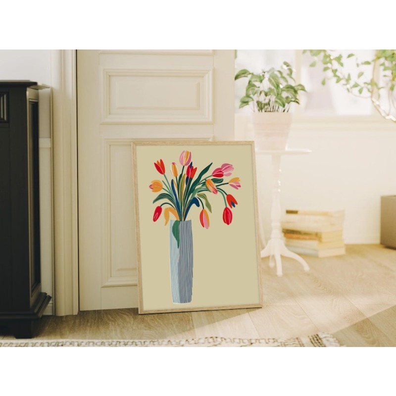 2pcs Tulip Flowers Canvas Wall - đánh giá và giá Art Craft Vase