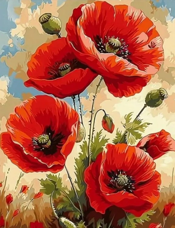 Diamond Painting New Poppy Flo - đánh giá và giá Art Craft Flower