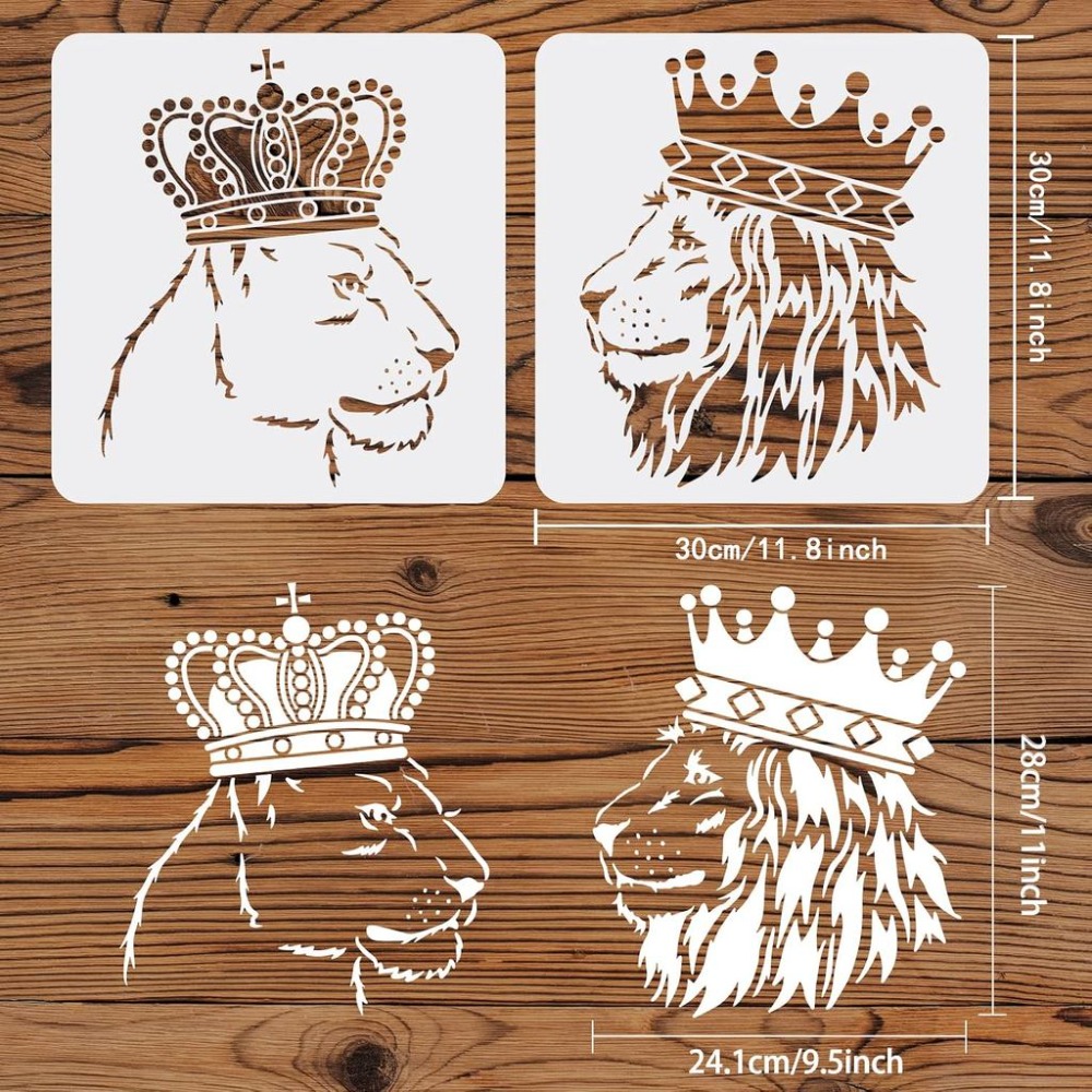 2 Pcs Lion Stencils 11.8x11.8i - đánh giá và giá Queen Art Craft